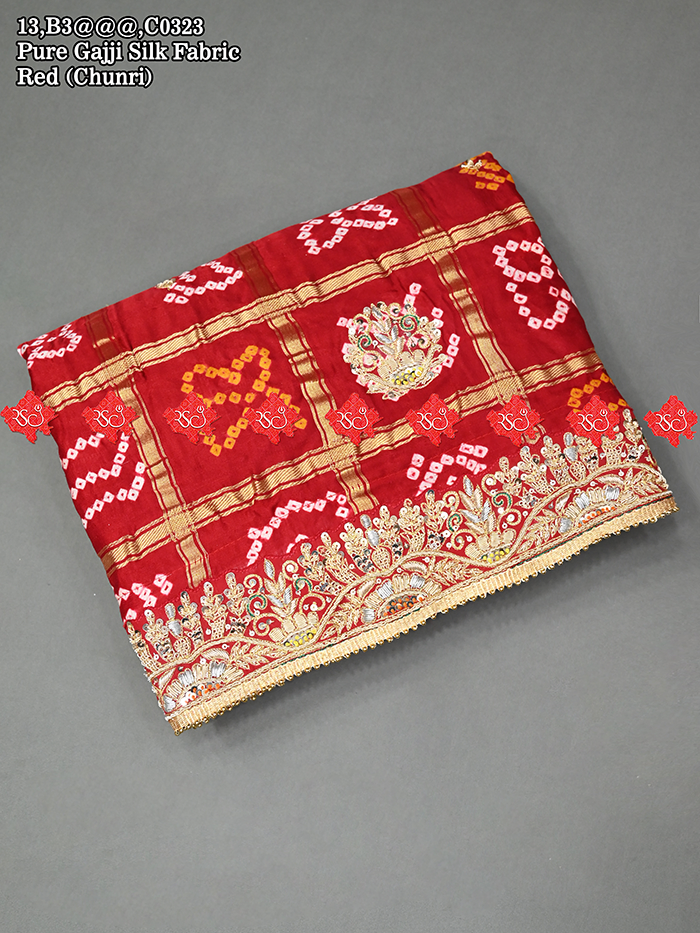 Designer Bridal Silk odhna Classic Gajji Silk – no.1 Rich Aaratari Embellishment