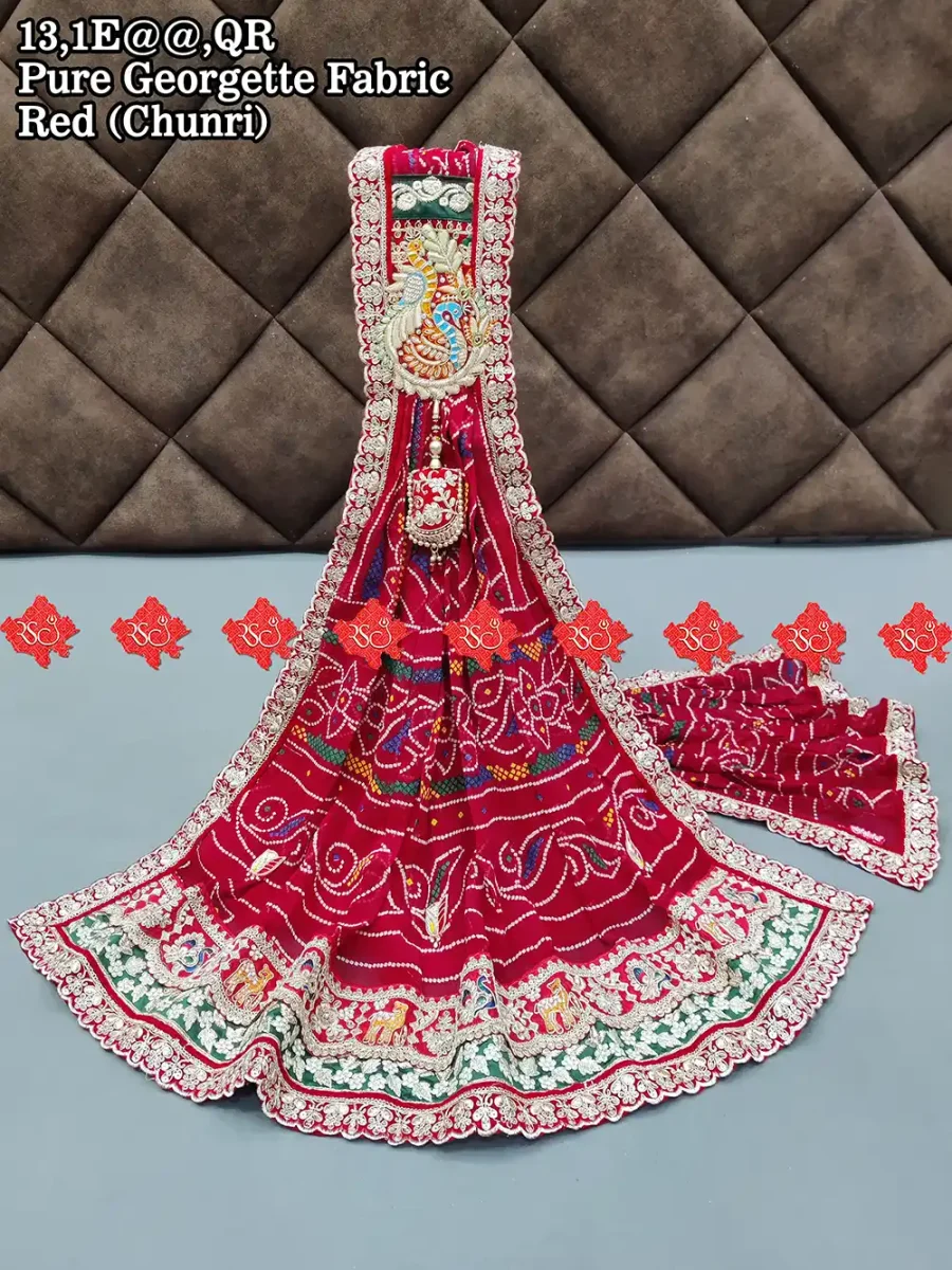 Exclusive Pure Georgette Odhna Shine with Sophistication in a Premium Broach Work Odhna (1)