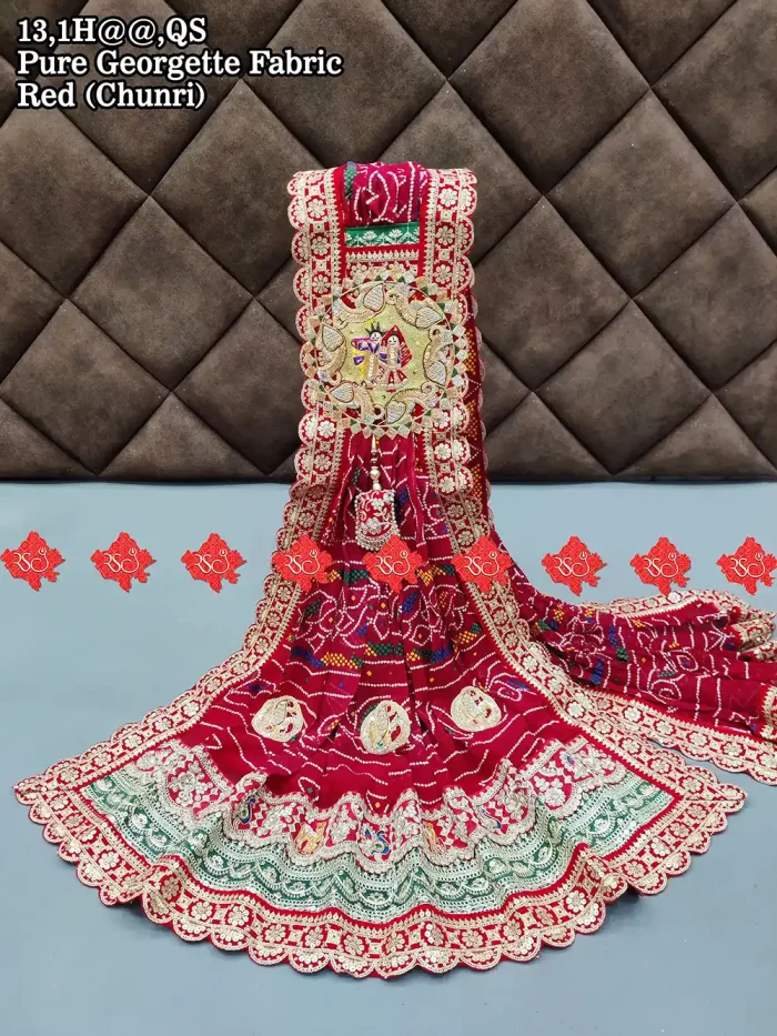 Exclusive Traditional Georgette Odhna Modern Ethnic With Broach Work Odhna No. (1)