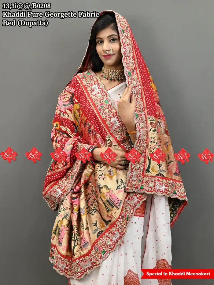 No. (1) Khaddi Georgette Dupatta Rajasthani Authentic Marwari Elegance By Ranisatiya Creation