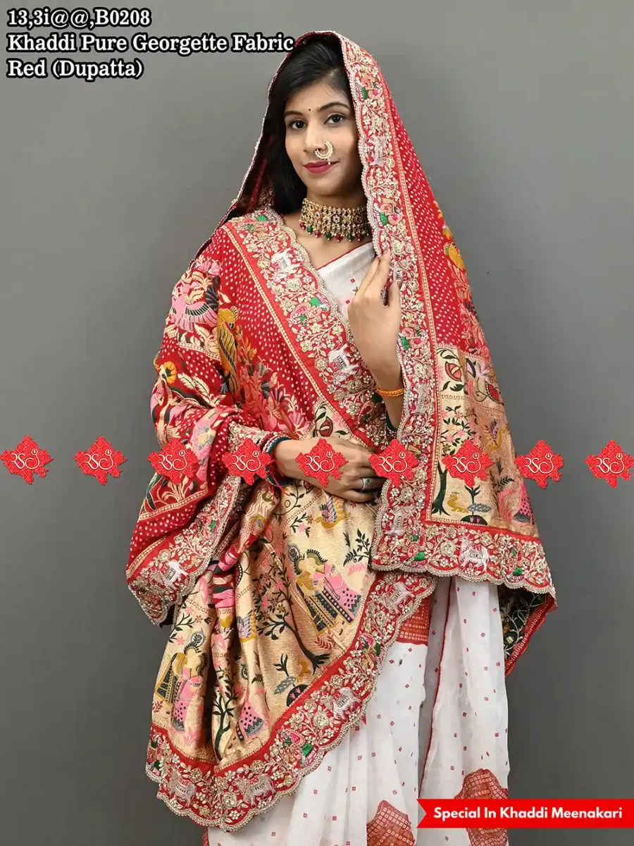 No. (1) Khaddi Georgette Dupatta Rajasthani Authentic Marwari Elegance By Ranisatiya Creation