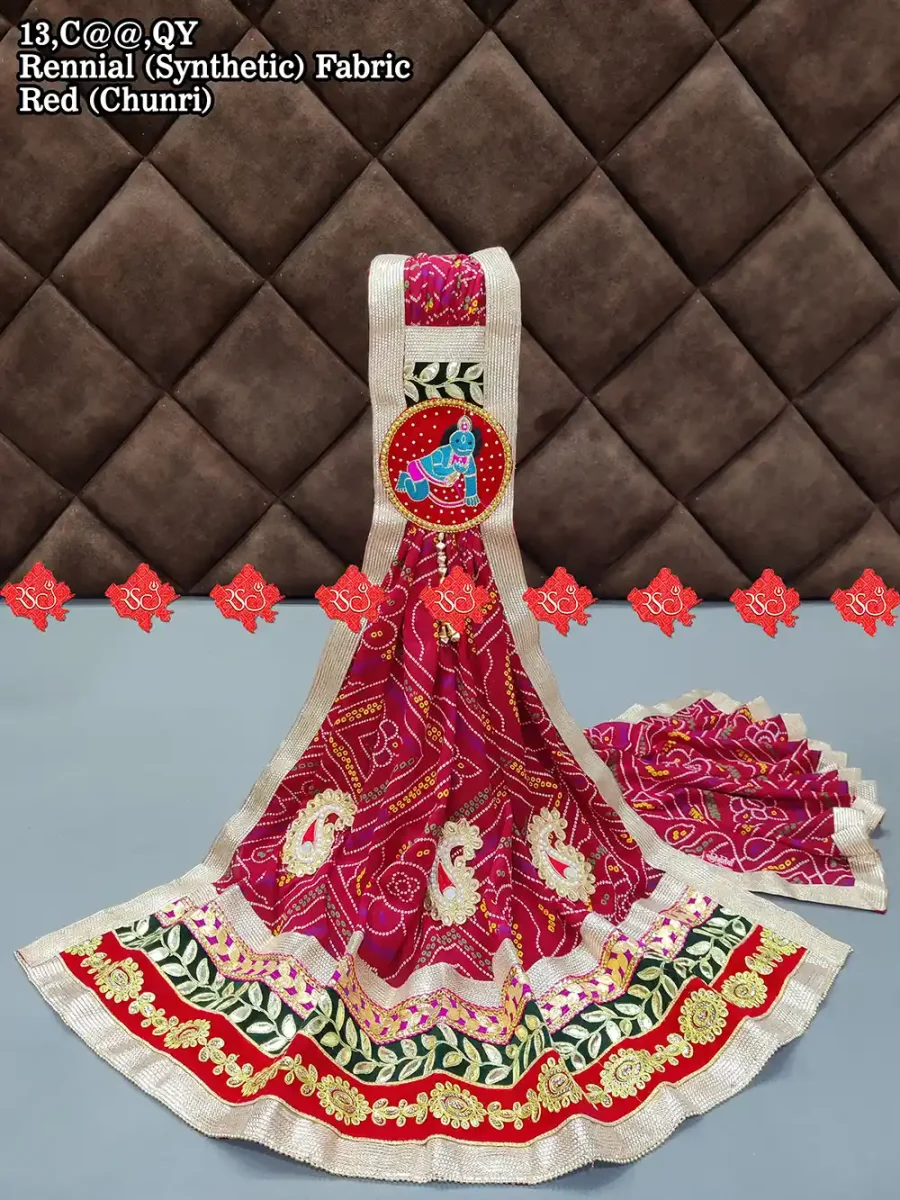 Exclusive Premium Marwari Chunri Heritage Rajasthani Bandhej Odhna Featuring Divine Laddu Gopal (1)