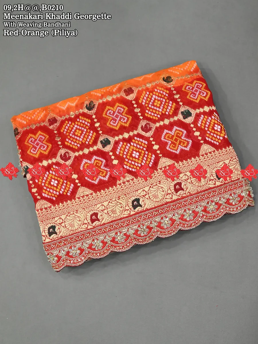 Graceful Meenakari Khadii Georgette with Weaving Bandhani By Ranisatiya Creation (1)