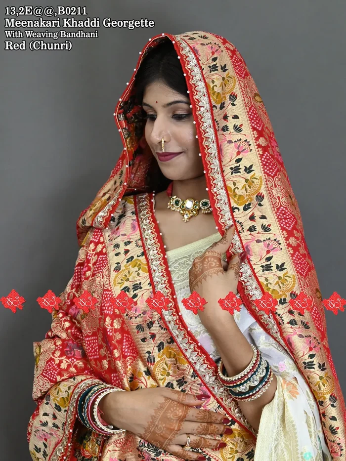 Heritage Inspired Ranisatiya Meenakari Collection With Detailing Weaving No.(1) Bandhani