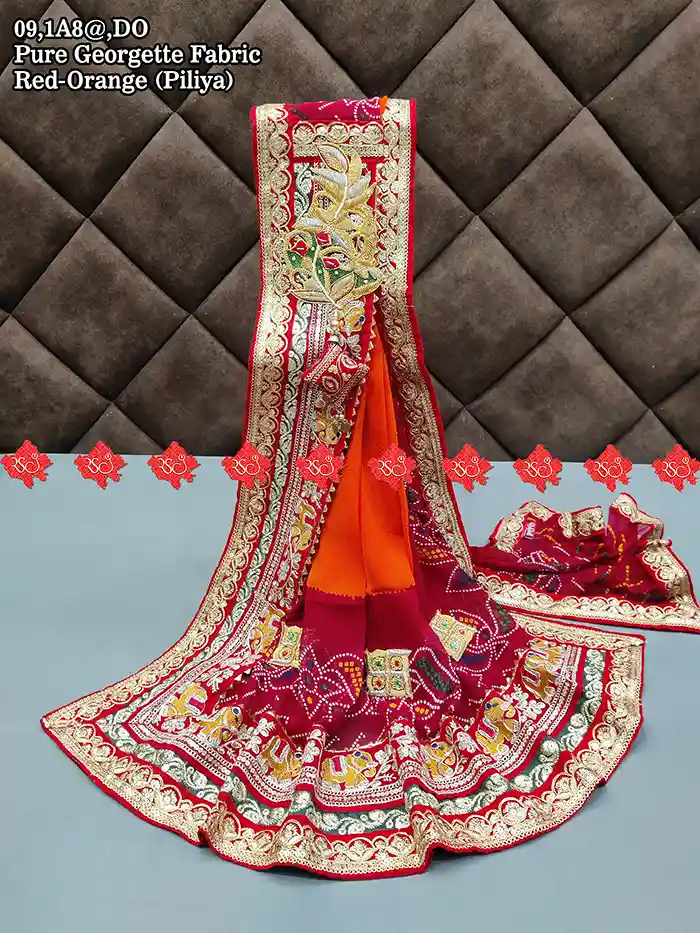 Royal Designer Pure Georgette Broach Odhna – Premium Wedding & Function Wear
