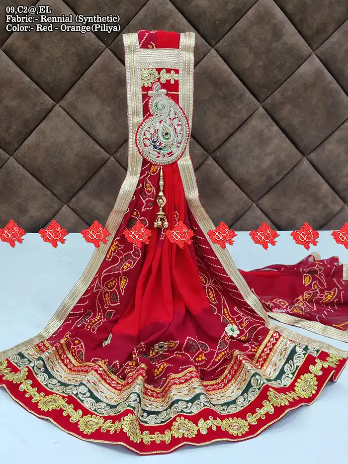 Exclusive Rennial Bandhej Chunri – Crafted in Marwari Style with Premium Patch Work