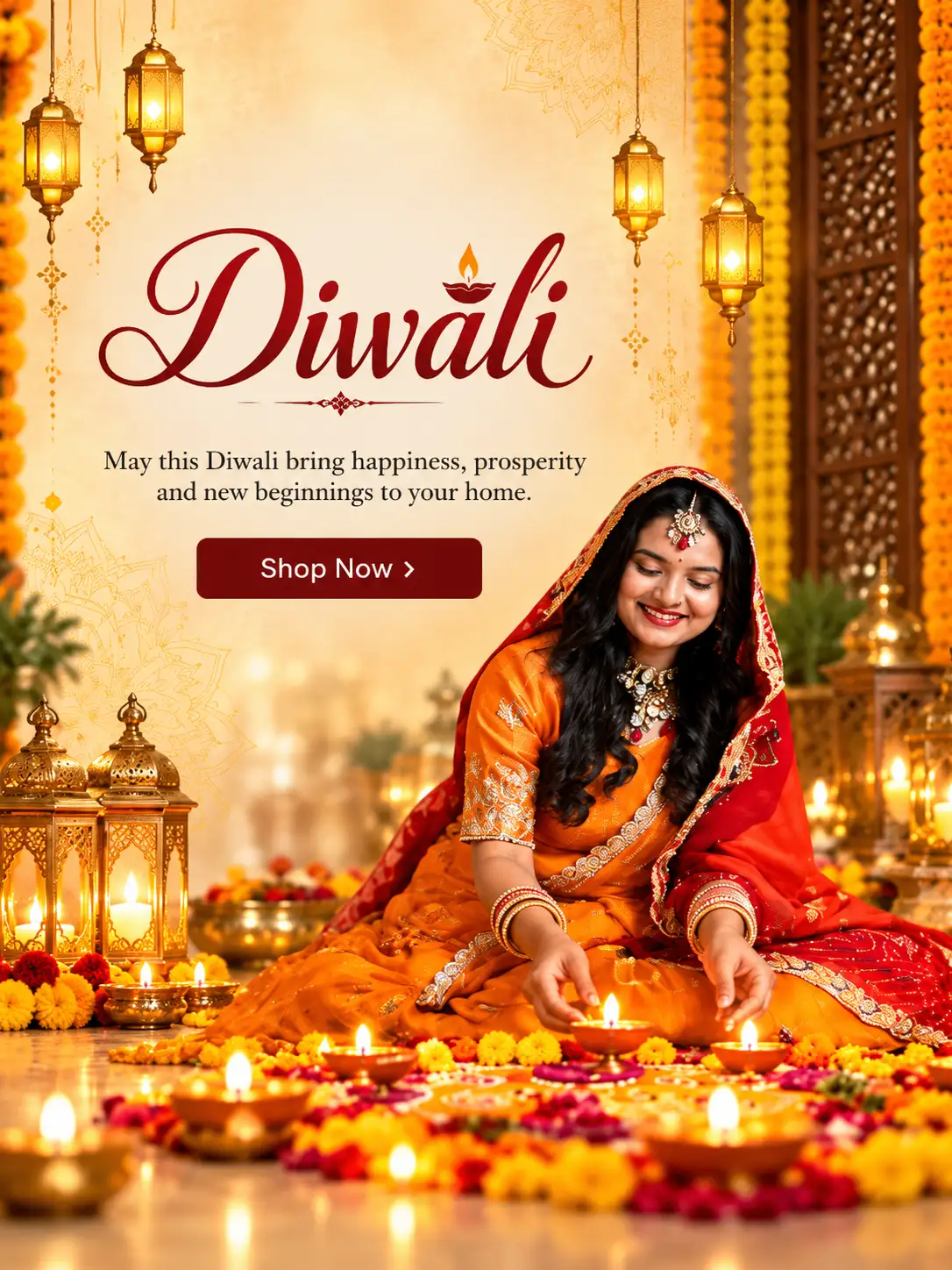 Golden Diwali Celebration Poster